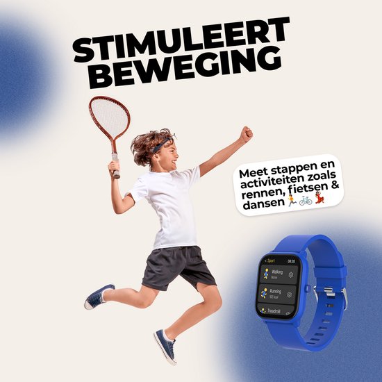 Denver Smartwatch Kinderen - Bellen/SMS/Whatsapp - Voor Android & iOS - Stappenteller - Slaapactiviteit - Hartslag, Bloeddrukmeter, Sportmodus - SWK120BU