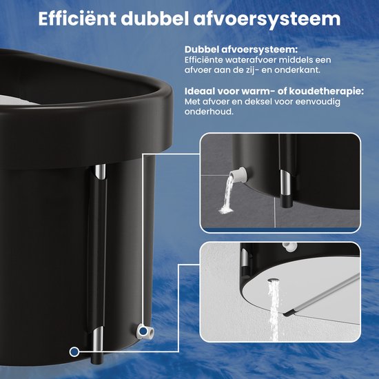 IJsbad XL - 420L - Opvouwbaar Zitbad - met Deksel - Ice Bath - Met Accessoires - Zwart - van Faas