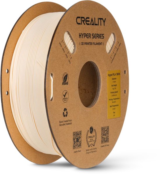 Creality Hyper PLA 3D-Printer Filament 1,75 mm - Universeel - 1 kg - Snel Printen tot 600 mm/s - Klitvrij Gewikkeld - Beige