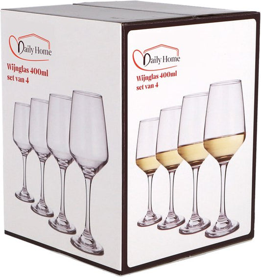 Daily Home wijnglas set van 4 - 400ML glazen voor wijnliefhebbers.