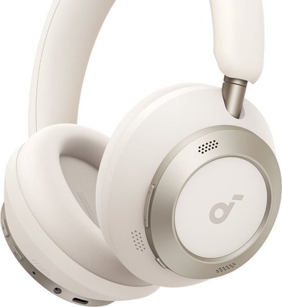 soundcore by Anker Space One Pro Draadloze Over-ear Koptelefoon Wit - Headphones - Active Noise Cancelling, Multipoint Connection, 60 uur Accuduur, Bluetooth 5.3, LDAC, Hi-Res Certified, klein opvouwbaar
