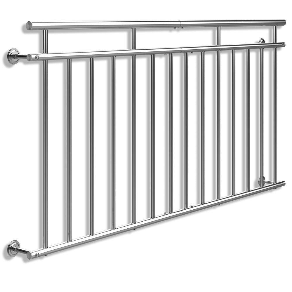 Monzana Franse Balkonreling Staal / 90x184cm 7 Spijlen - Zilver