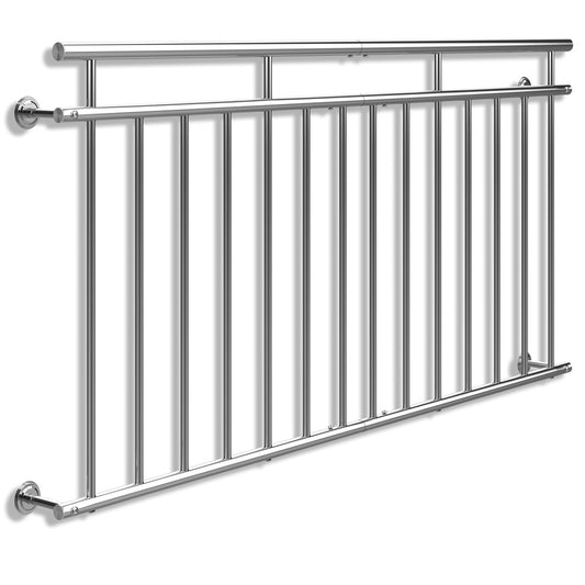 Monzana Franse Balkonreling Staal / 90x184cm 7 Spijlen - Zilver