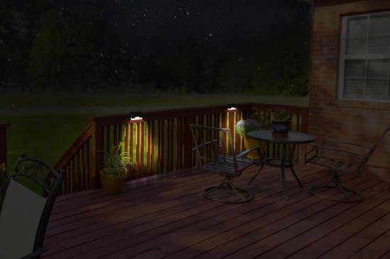 Grundig Solar Tuinverlichting 4 Stuks - Solar Lamp voor Terras en Schutting Verlichting - Warm Wit Sfeerlicht - Tuin Verlichting Incl. Montagemateriaal - 6-8 Uur Batterijduur - Zwart