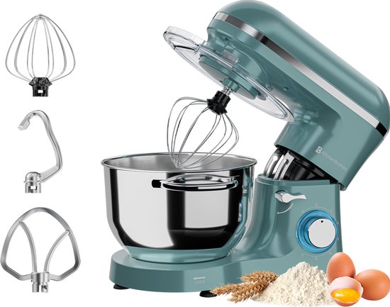 KitchenBrothers 2000W Keukenmachine - Keukenrobot - 6,2L - Mixer met Mengkom - Keukenmixer - Pastel Groen