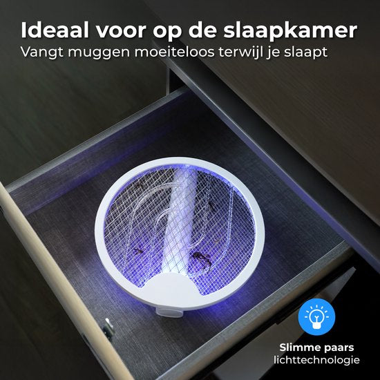Nuvance Elektrische Vliegenmepper - 180° Draaigreep - Muggenlamp - Usb Oplaadbaar - Vliegenvanger - Muggenvanger - Uv - Wit