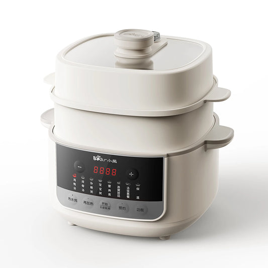 Bear Elektrische Stoompan 2,5L met Stoommandje en Glazen Deksel – 32,8 × 27,1 × 31 cm