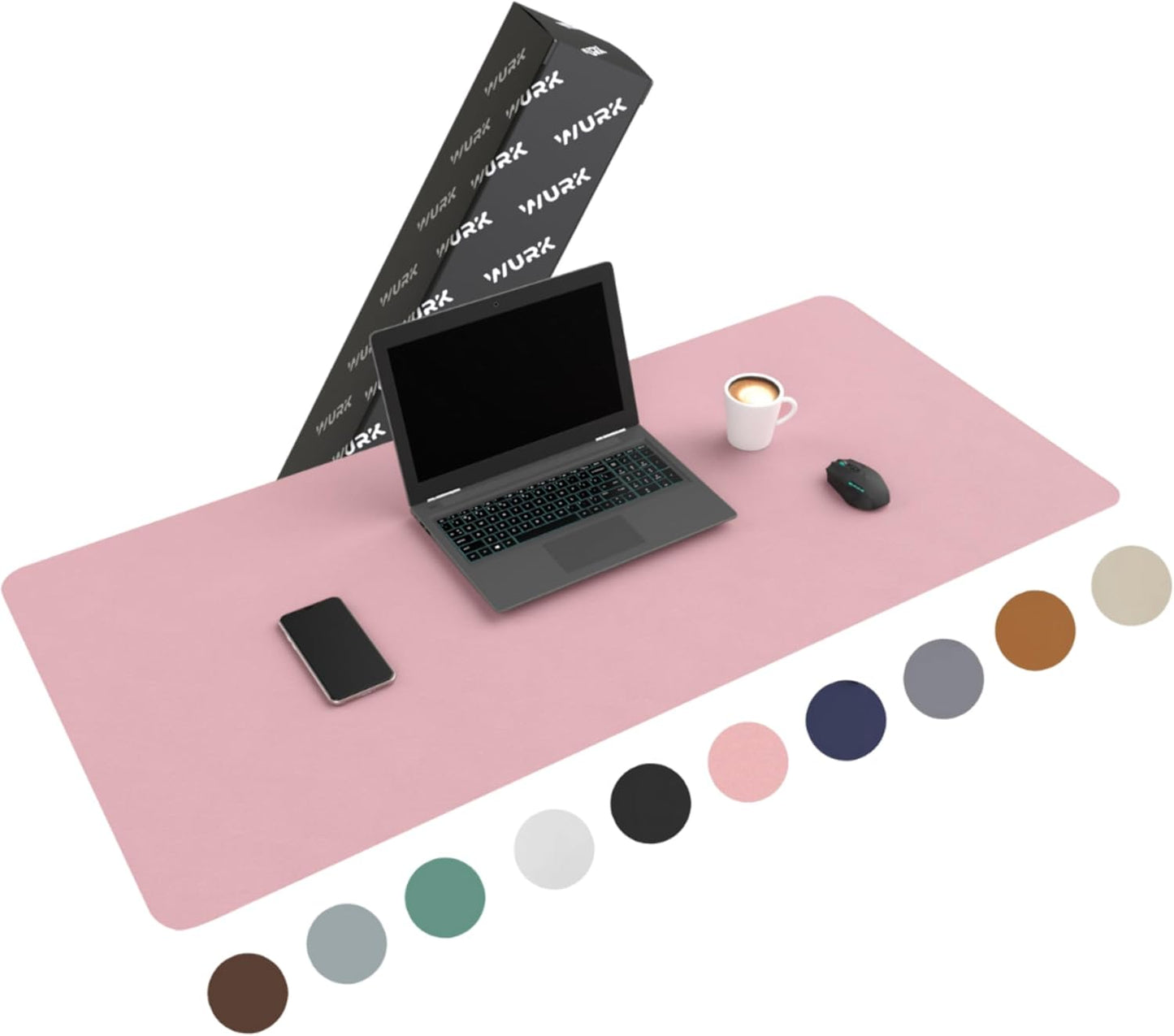 WURK Professionele Bureau Onderlegger - 120 x 60 cm - XXL Muismat - Kunstleer Desk Mat - Grote Bureauonderlegger - Roze