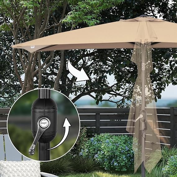 Angel Living Vierkante Tuinparasol 2,5 x 1,3 m – Beige, Terracotta, Crème of Grijs – UV-bescherming UPF 50+
