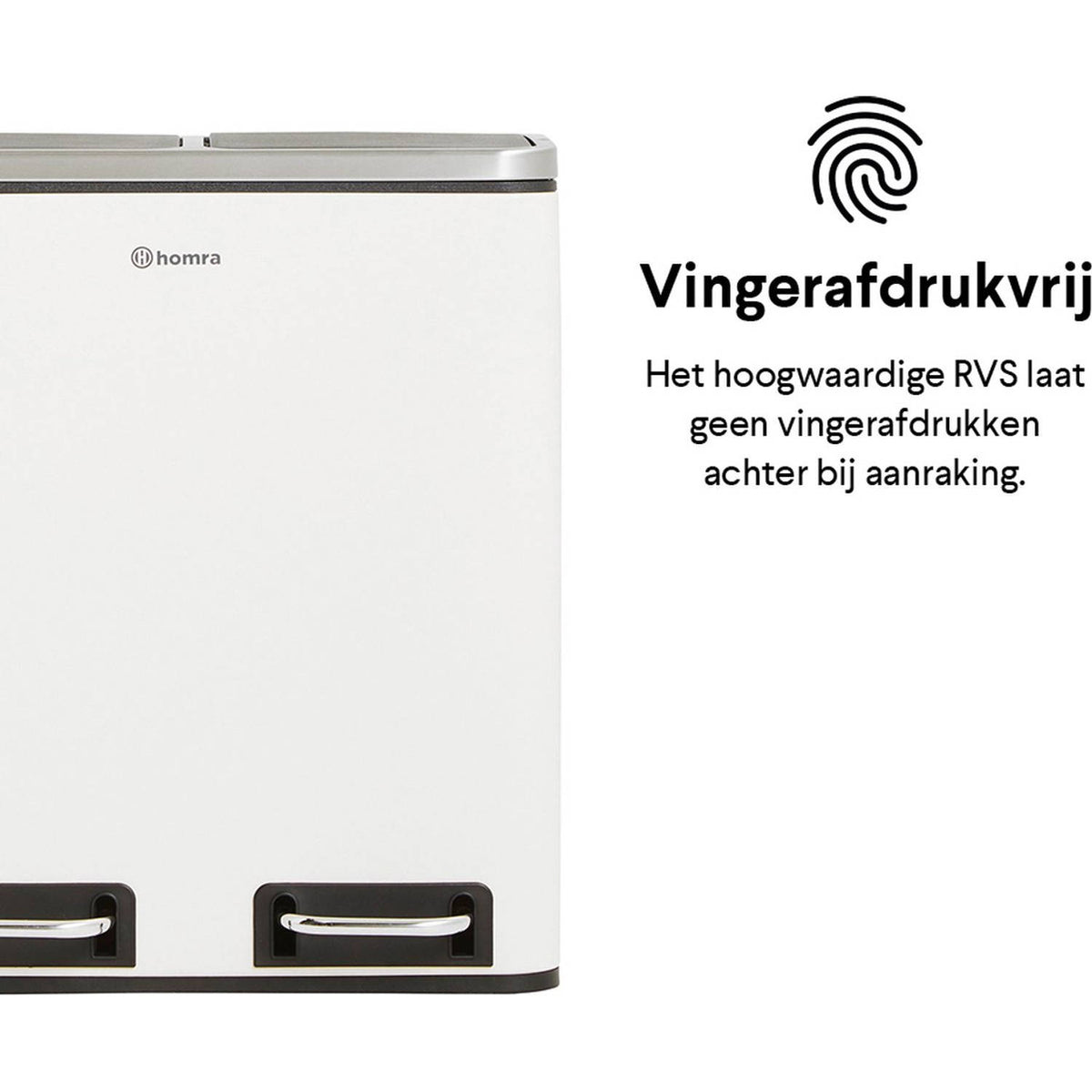 Homra BLINQ Afvalscheiding Prullenbak Met Pedalen - 2 x 15 L Inhoud - 35 x 41 x 48 cm - Wit