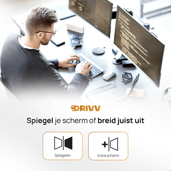 Drivv. Premium HDMI Kabel 2.1 - Ultra HD - 8K 60Hz - 4K 120Hz - Geschikt voor gameconsoles - 10 meter - Oranje