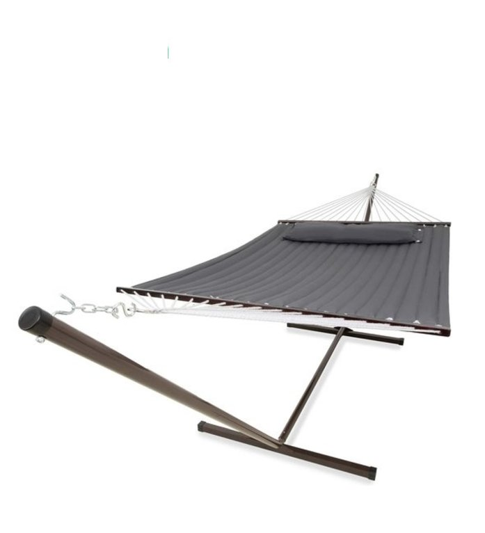 Vita5 Hangmat met Standaard 2 Persoons - Hangmatsets - Tuin Hangmat met Spreidstok en Frame - Donker Grijs - UV-bestendig - Draaggewicht Tot 200 kg