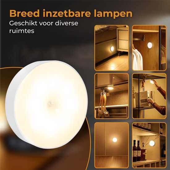 Nuvance - Draadloze Ledlamp - 2 Stuks - Warm Wit Licht - Magnetisch - Dag en Nacht Sensor - Usb Oplaadbaar - Kastverlichting – Wandlamp
