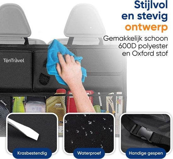 TenTravel Kofferbak Organizer - Auto Organizer Kofferbak - Autostoel Organizer - Waterproef en Krasbestendig - Met 9 Opbergvakken