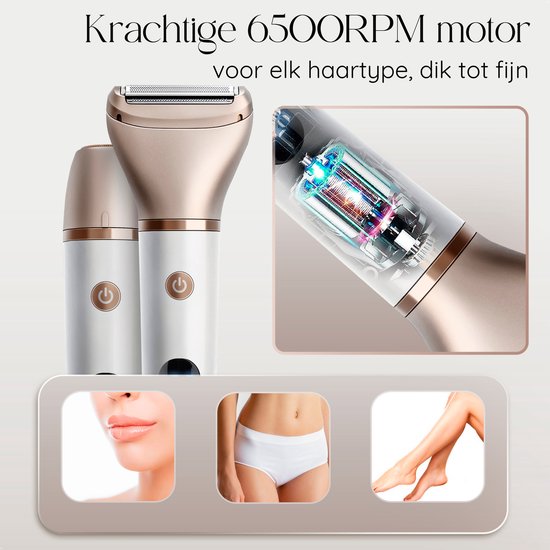 2-in-1 Ladyshave met Display - Gezicht - Oksels - Benen - Bikinilijn - Sansbeauté® - Scheerapparaat Vrouw - Gezichtsontharing Dames - Trimmer Vrouw - Ladyshaves Bikini - USB Oplaadbaar