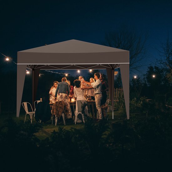 LifeGoods Partytent - Opvouwbaar - 3x3 m - Easy Up - Paviljoen - Vouwtent - Met Draagtas - Beige
