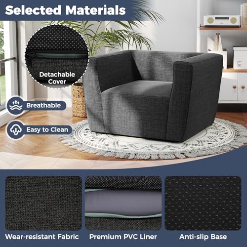 Coast Opblaasbare Fauteuil - Afneembare Hoes - Grijs - 81x104x67 cm