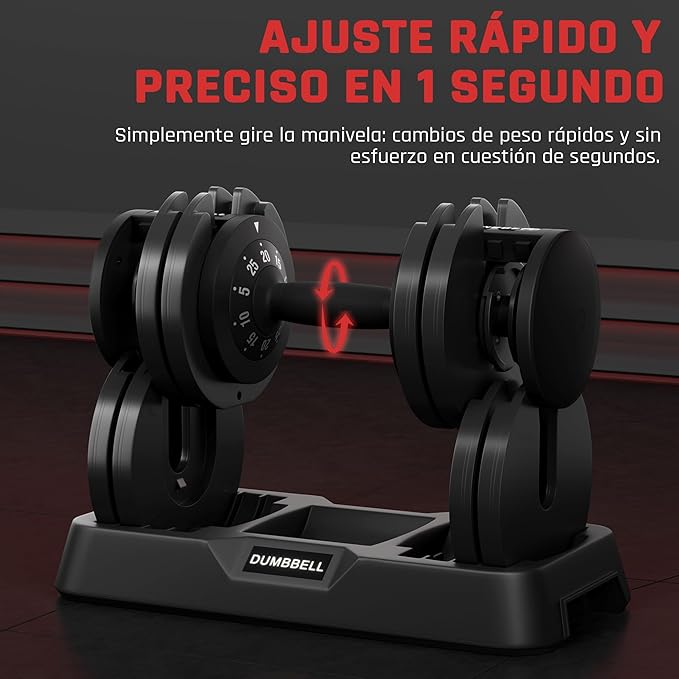 Yaheetech Verstelbare dumbbell - 5–25 kg - 1 stuk - 44 × 22 × 22 cm - Zwart/wit