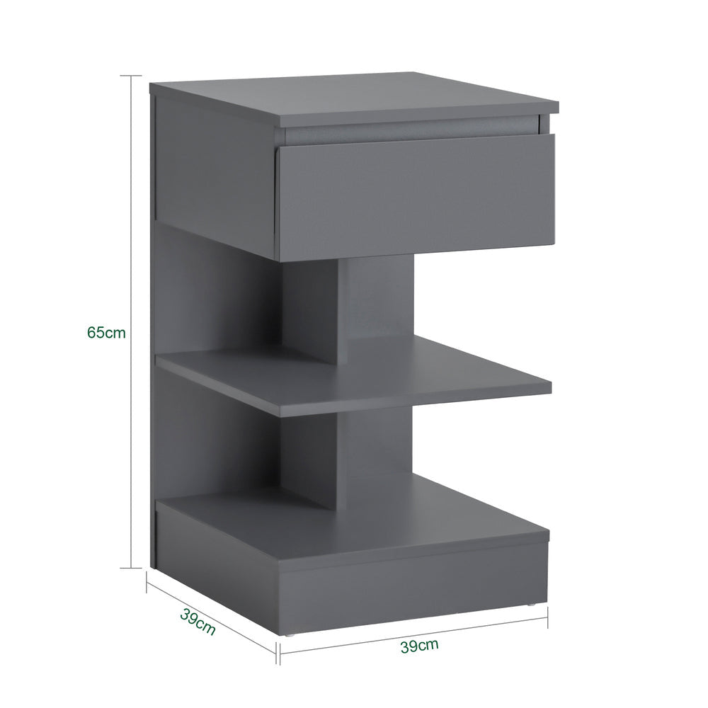 SoBuy Bijzetkastje - Salontafel met 1 uitschuifbare lade - Max. 45KG - 39 x 65 x 39 cm - Grijs