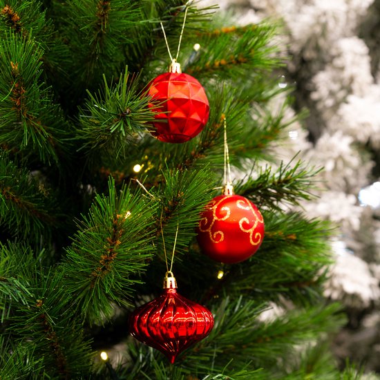 Giftsome Rode Kerstballen Set - 60 Stuks Kunststof Kerstballen - 6/7 cm
