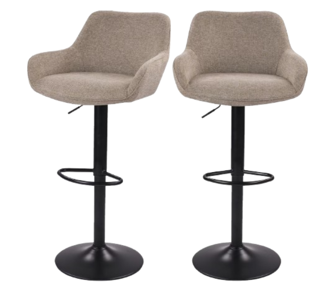 Dutchbone Oliver Barkrukken - Set van 2 - Taupe - 56 x 54 x 109 cm - Verstelbare Zithoogte 60-80 cm