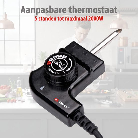 alpina Teppanyaki Grillplaat XXL - 100 x 22 cm - 2000W - Antiaanbaklaag