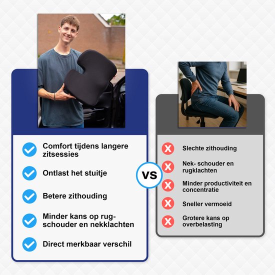 Sleeptight Zitkussen - Orthopedisch - Stuitkussen - Ergonomisch - Stoelverhoger - 45cm
