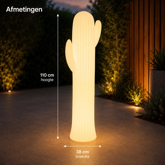 Smartwares LED Solar XXL Tuinlamp – 110cm - RGB - Decoratieve Cactus Buitenverlichting - Party lamp - Wilde Westen - Met Afstandsbediening en Sensor - Buitenlamp – Kleurverandering – Touchbediening – Automatische Inschakeling – 6‑8 Uur Werktijd