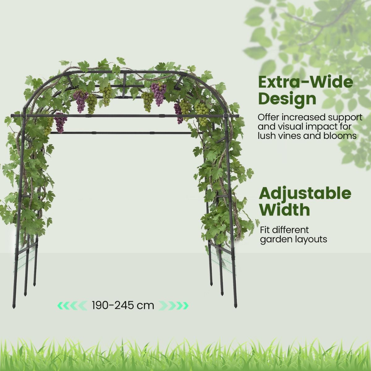 Coast Klimplantenboog - U-vormig tuinrek - Metalen constructie - Zwart - 205,5 x 181 x 230 cm