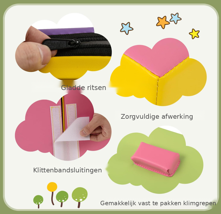 COSTWAY Zachte Bouwstenen Set - 6-delig - Klim-, Kruip- en Speelblokken - 40 x 40 x 20 cm - Meerkleurig