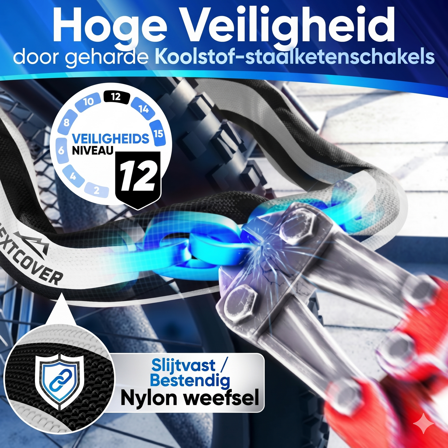 Nextcover LockPro Fietsslot - 5-Cijferige Combinatiecode - Hoge Veiligheid - Zwart