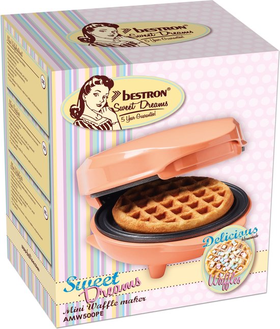 Bestron Wafelijzer - AMW500PE - 550W - Mini wafel - Anti aanbaklaag - Oranje