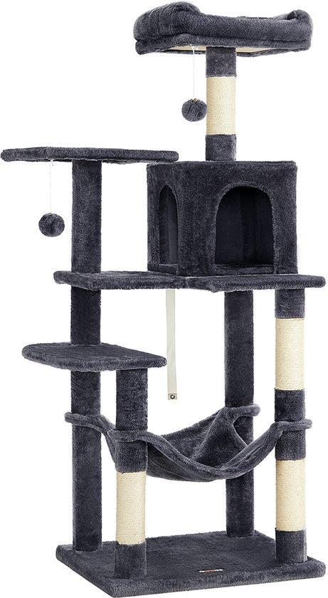 krabpaal - krabpaal met hangmat - Kattenboom 143 cm - rookgrijs