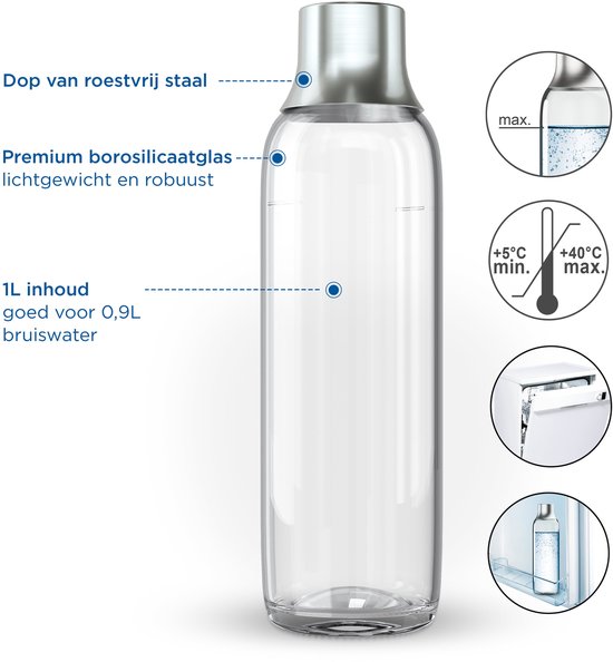 BRITA - SodaTRIO - Soda - Glazen Fles - Accessoire Voor Sodamaker 2-Pack