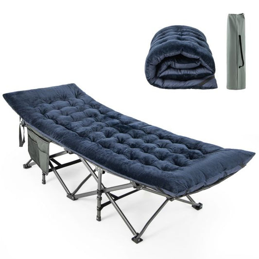 Coast Veldbed - Polyester & Katoen - 190 x 70 x 7 cm - Blauw