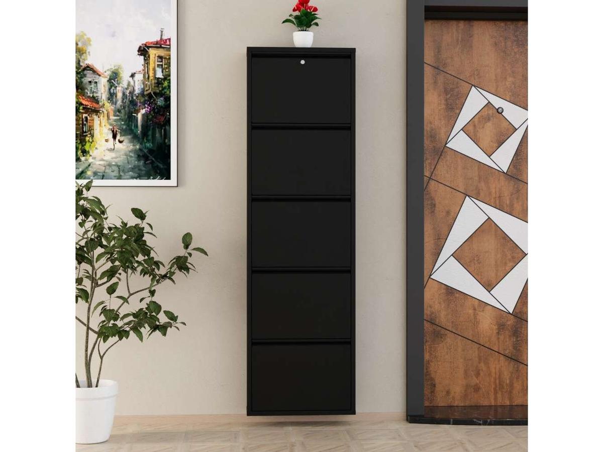Locking 5 Lades Metaal Shoe Cabinet Zwart