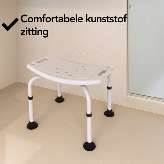 Brixy Douchekruk - In Hoogte Verstelbaar - Douchestoel - Anti-Slip - Met Douchekophouder - Max. 150 kg - Wit