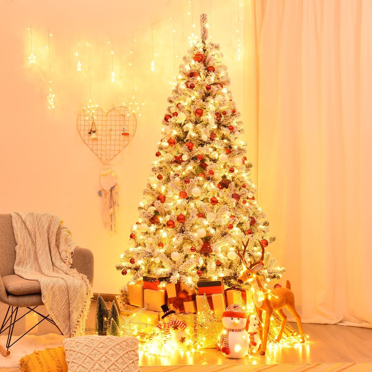 Coast 225 cm Kerstboom Met Sneeuw EN Warme Witte LED -Lichten - PVC naalden
