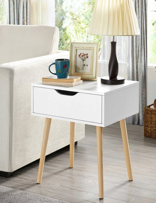 Yaheetech Set van 2 Nachtkastjes met Lade - Wit - 48,5 x 40 x 58 cm