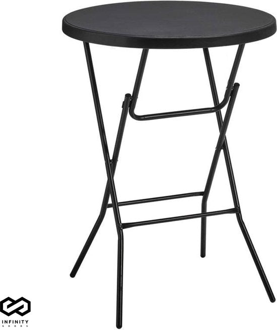 Infinity Goods Stevige Zwarte Statafel - Partytafel - Robuust en Weersbestendig - Inklapbaar - 80cm x 110cm - Feest - 1 stuk - Zwart