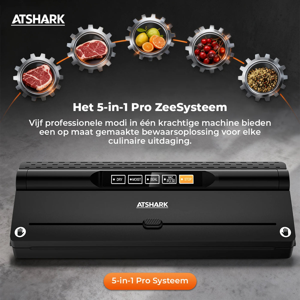 Atshark Vacuümsealer VS6615H - 5-in-1 - 40 Vacuümzakken - Compact