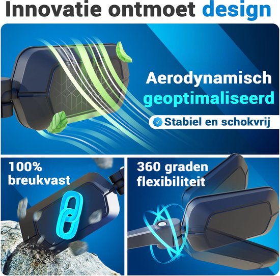 Nextcover Fietsspiegels - ProVision Echt Glas - Links & Rechts - Zwart