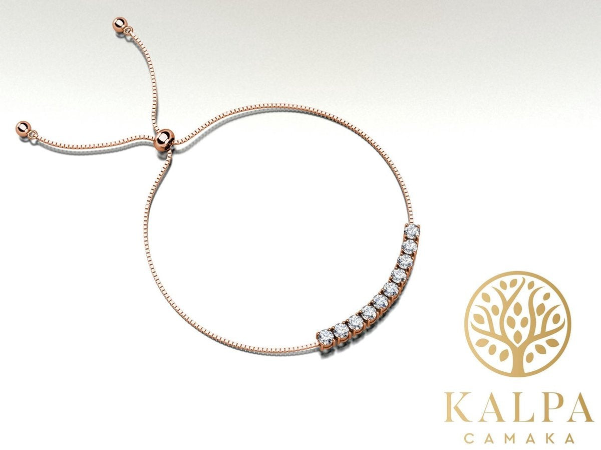 Yolora Dames Armband met 10 Kalpa Camaka Kristallen - Rosé kleurig - 18K Roségoud Verguld