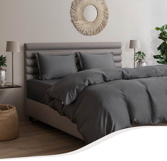 Home by TEMPUR - Dekbedovertrek - 140x200 cm - Antraciet & Bamboevezels - Zijdezacht & Strijkvrij - Slaapkamer & Comfort - Natuurlijke temperatuurregulatie