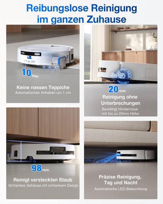 Ecovacs DEEBOT T80 OMNI WHITE - Robotstofzuiger met Dweilfunctie