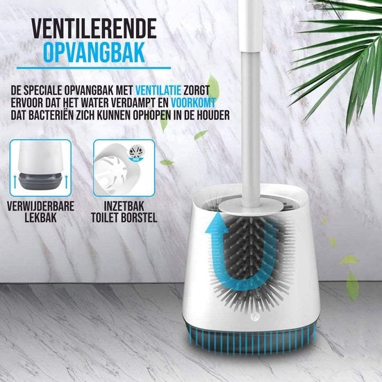 Strex Toiletborstel Siliconen met Houder - Sneldrogend, Hygiënisch & Antibacteriële Werking - WC Borstel - Toilet Borstel Houder