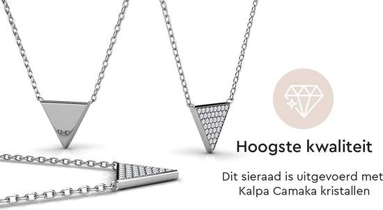 Yolora Dames Ketting met Hanger en Kalpa Camaka Kristallen - Zilver kleurig - 18K Witgoud Verguld - Cadeauverpakking - Moederdag Cadeautje