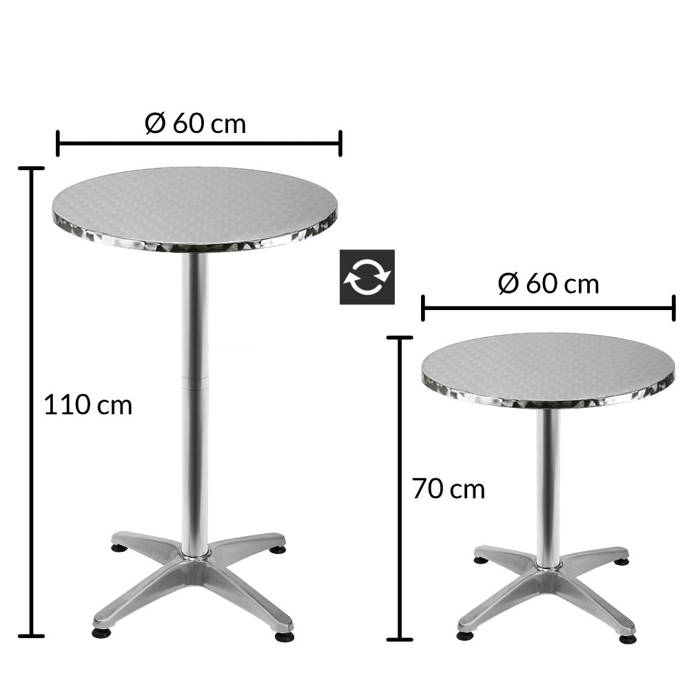 Casaria Statafel 2in1 - Verstelbaar Inklapbaar - \/ 60 cm Zilver