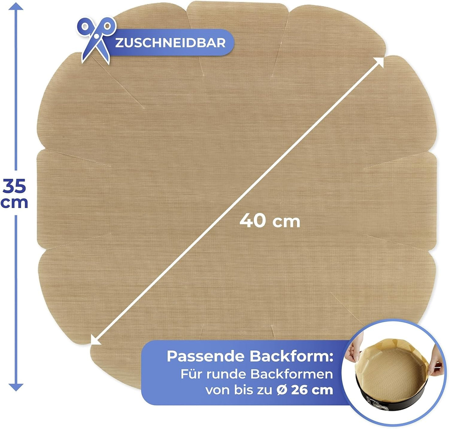 WENKO Herbruikbare Antiaanbak Bakfolie - 40 x 35 cm - Tot Ø26 cm - Hittebestendig tot 260°C