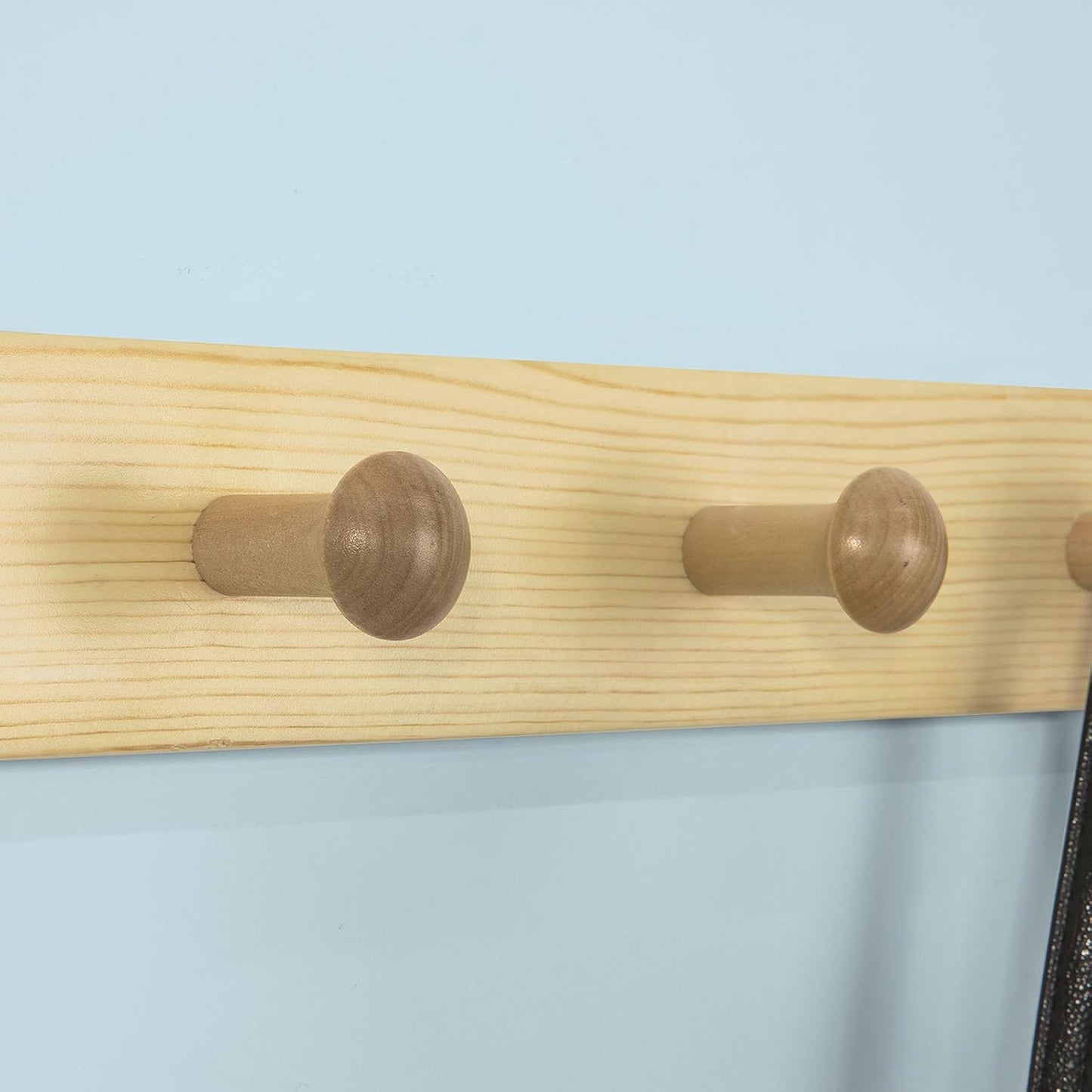 SoBuy Wandkapstok - 50 x 7 x 7 cm - Natuurlijk Hout - 4 Haken